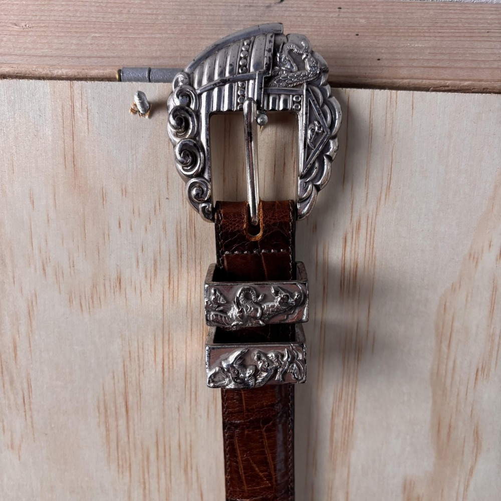 Brighton Belt Womens Medium Brown Western Leather Noah's Ark Museum Collection